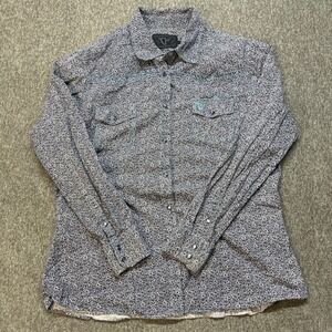 Cowgirl Hardware Western Floral Print Long Sleeve Pearl Snap Button Shirt Womens